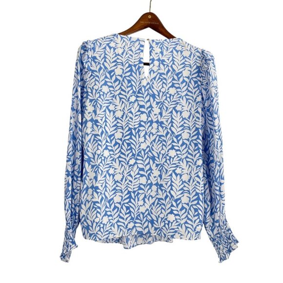 STS Sail to Sable Smocked Ruffle Blue White Top Womens Size Small Feminine - Picture 4 of 8